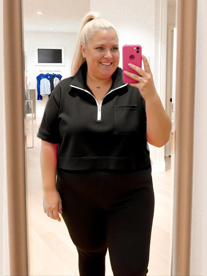 PRE - ORDER Lightweight Half Zip &amp; Midi Short Sleeve Top - 5/27 - Girl Code Couture