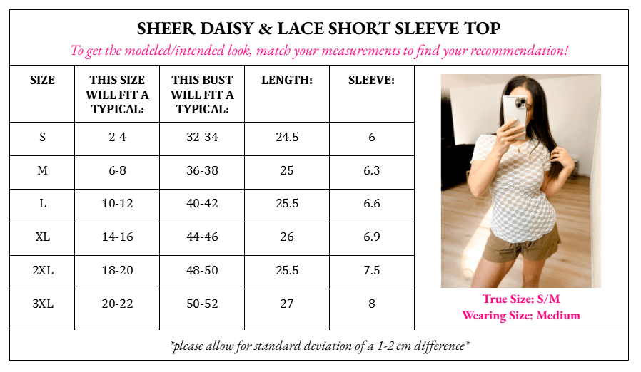 PRE - ORDER Sheer Daisy &amp; Lace Short Sleeve Top - 4/24 - Girl Code Couture