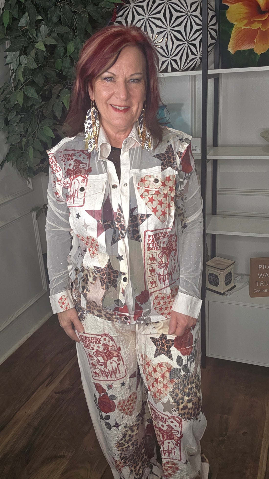 Starlit Leopard and Rose Suede &amp; Mesh Jacket