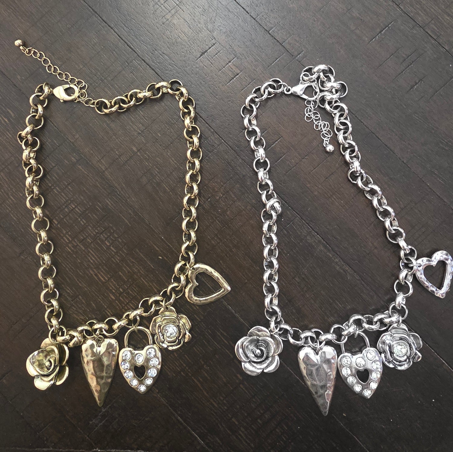 Flower and Heart Charm Necklace