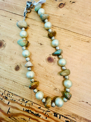 African Bead & Turquoise Statement Necklace