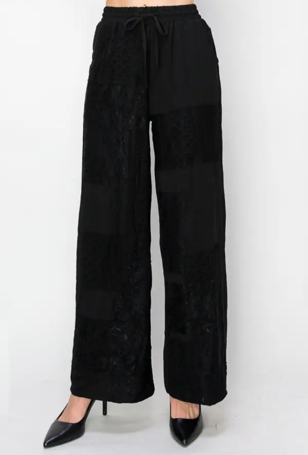 Black Lace Drawstring Pants