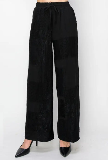Black Lace Drawstring Pants