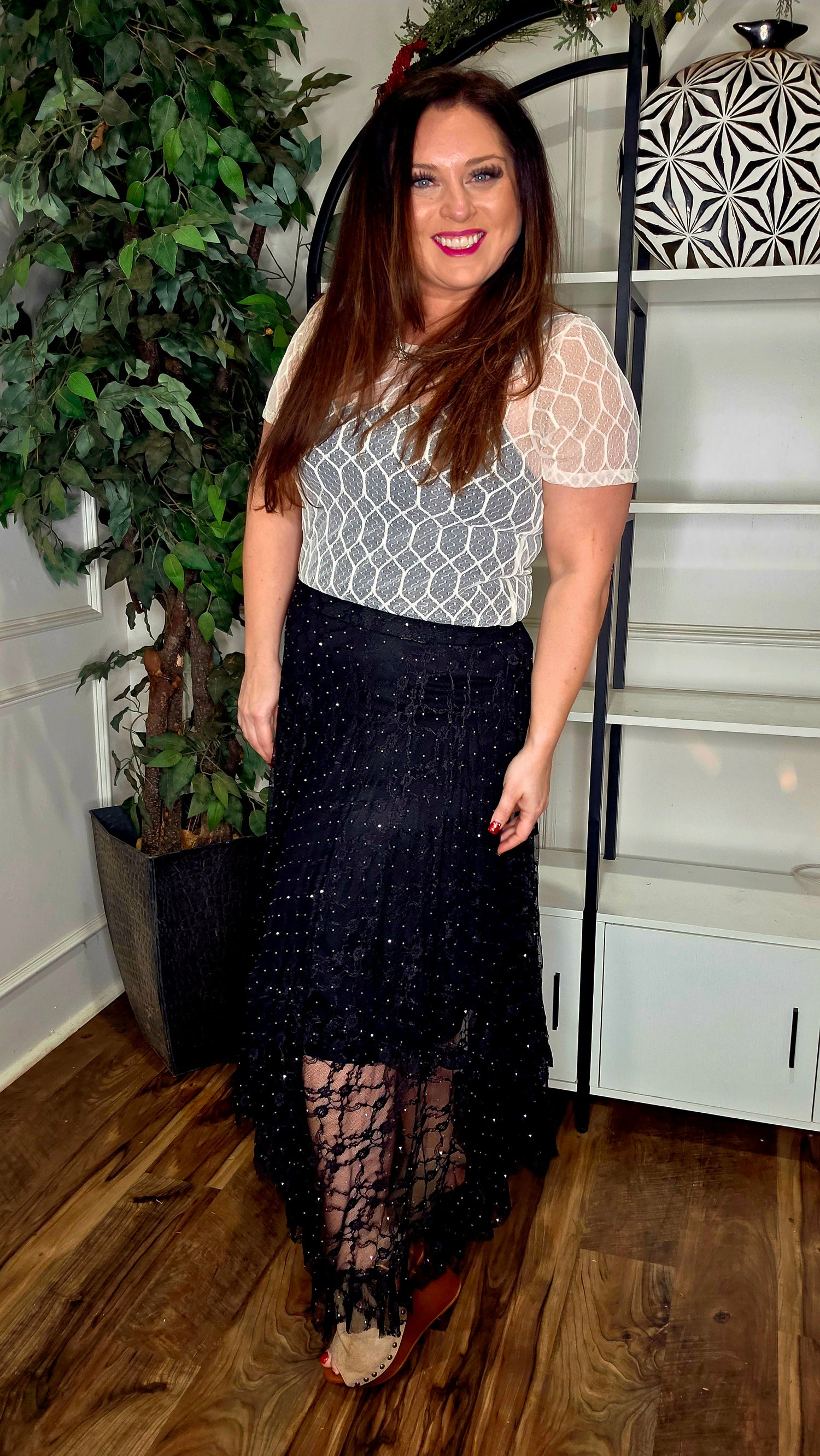 Lace and Bling Ruffle Skirt