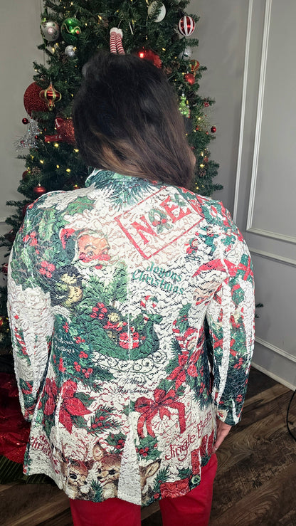 Santa Lace &amp; Sequin Long Blazer