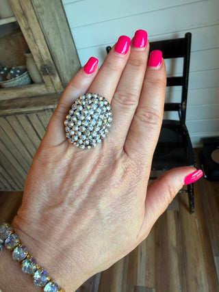 Crystal Rhinestone Dome Cocktail Ring