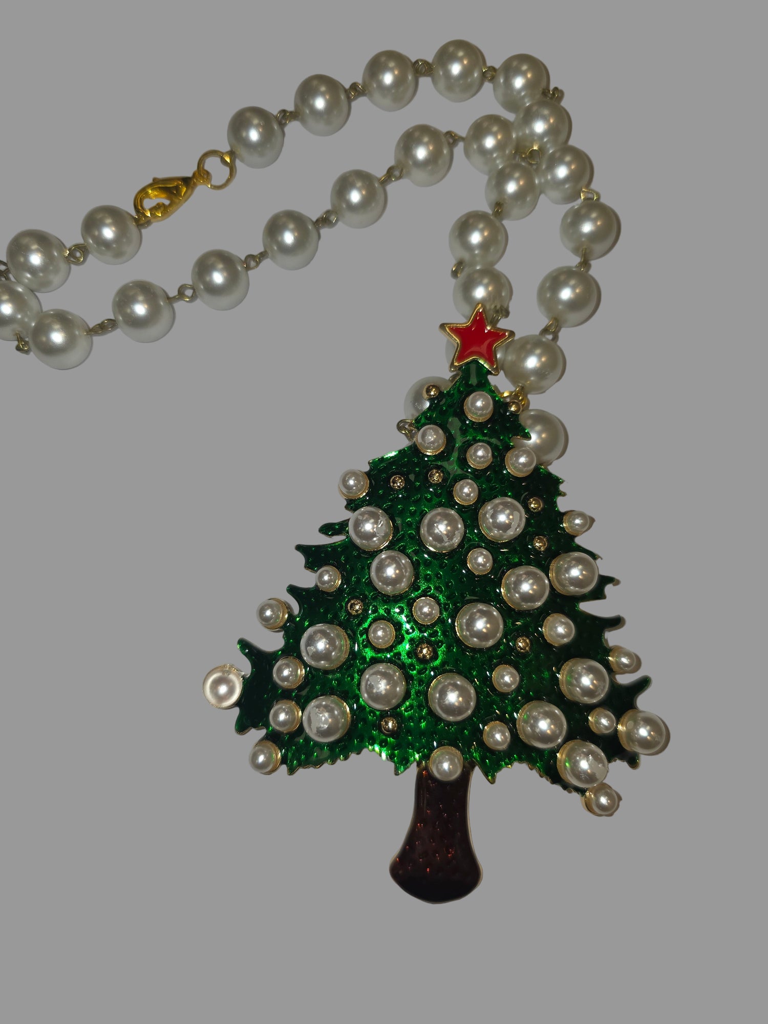 Jeweled Large Christmas Tree Necklace