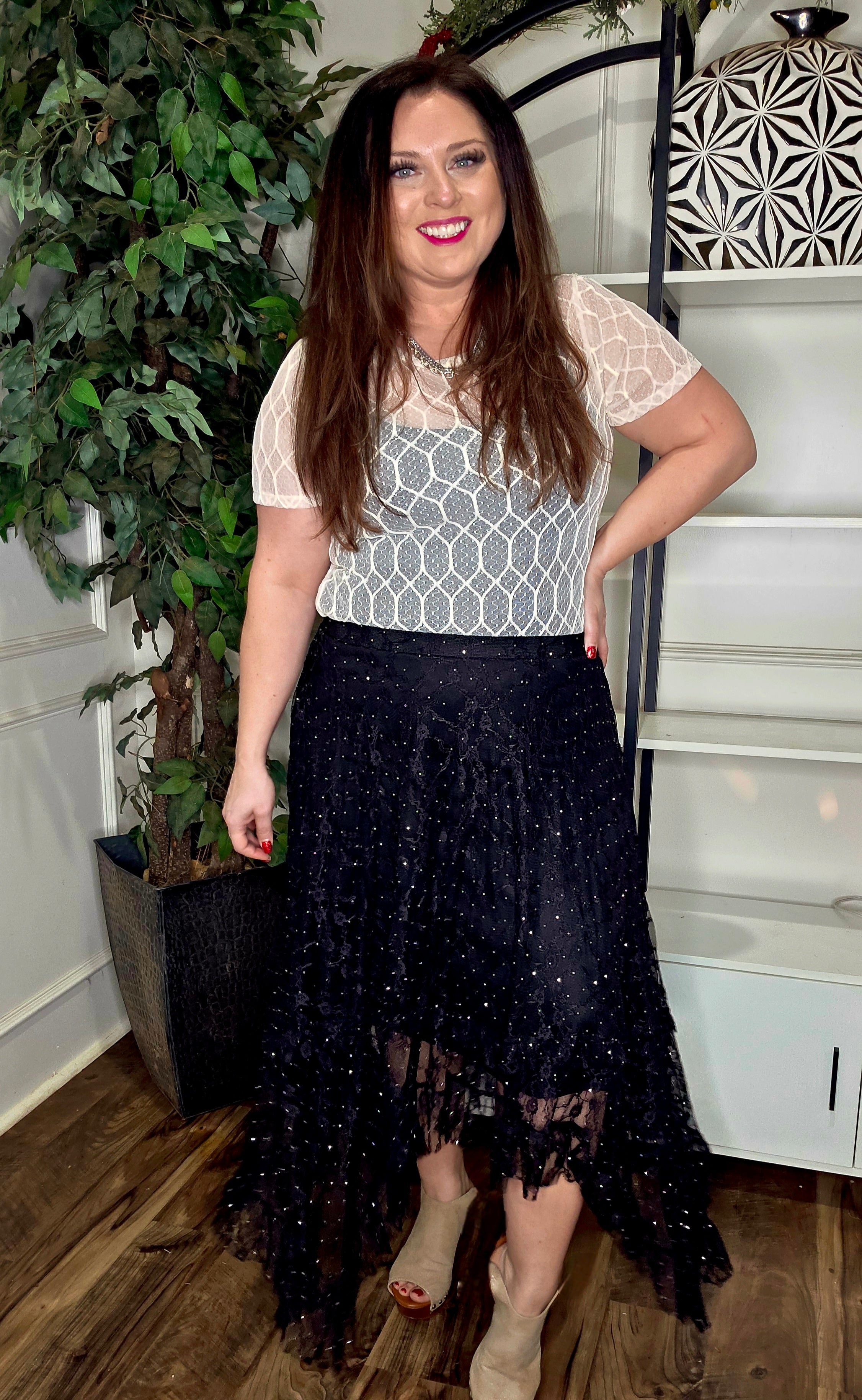 Lace and Bling Ruffle Skirt