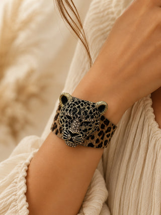 Leopard Luxe Crystal Cowhide Brooch by Sandra Ling Designs
