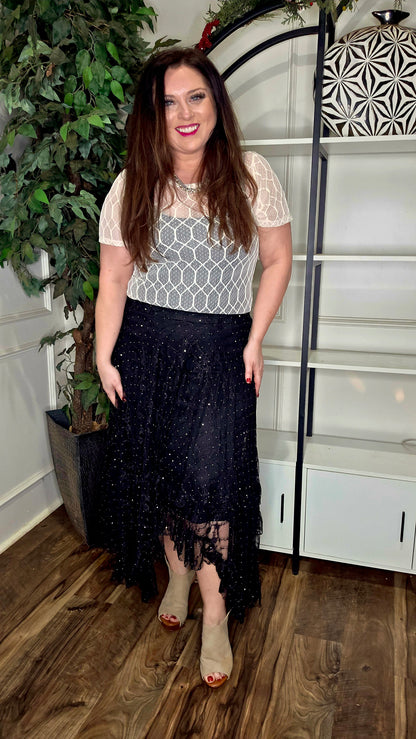 Lace and Bling Ruffle Skirt