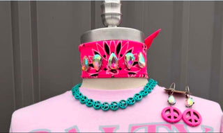 Pink Rebel Crystal Bandana