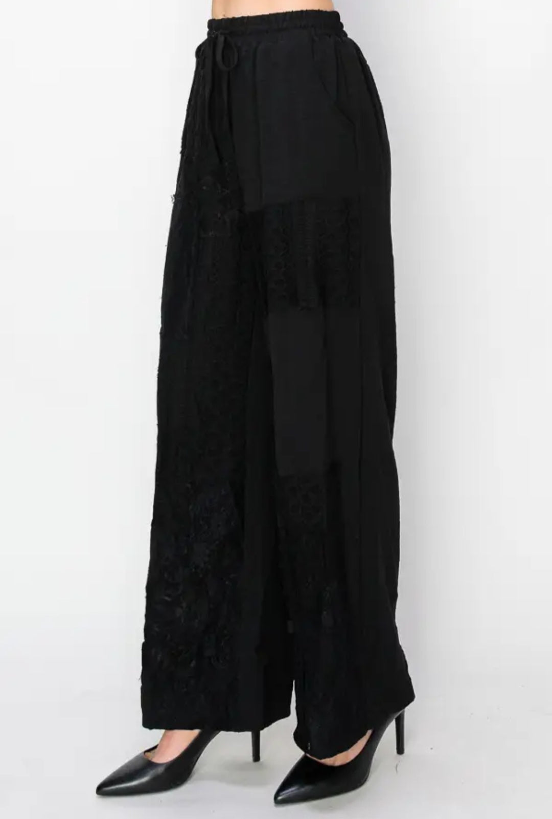 Black Lace Drawstring Pants
