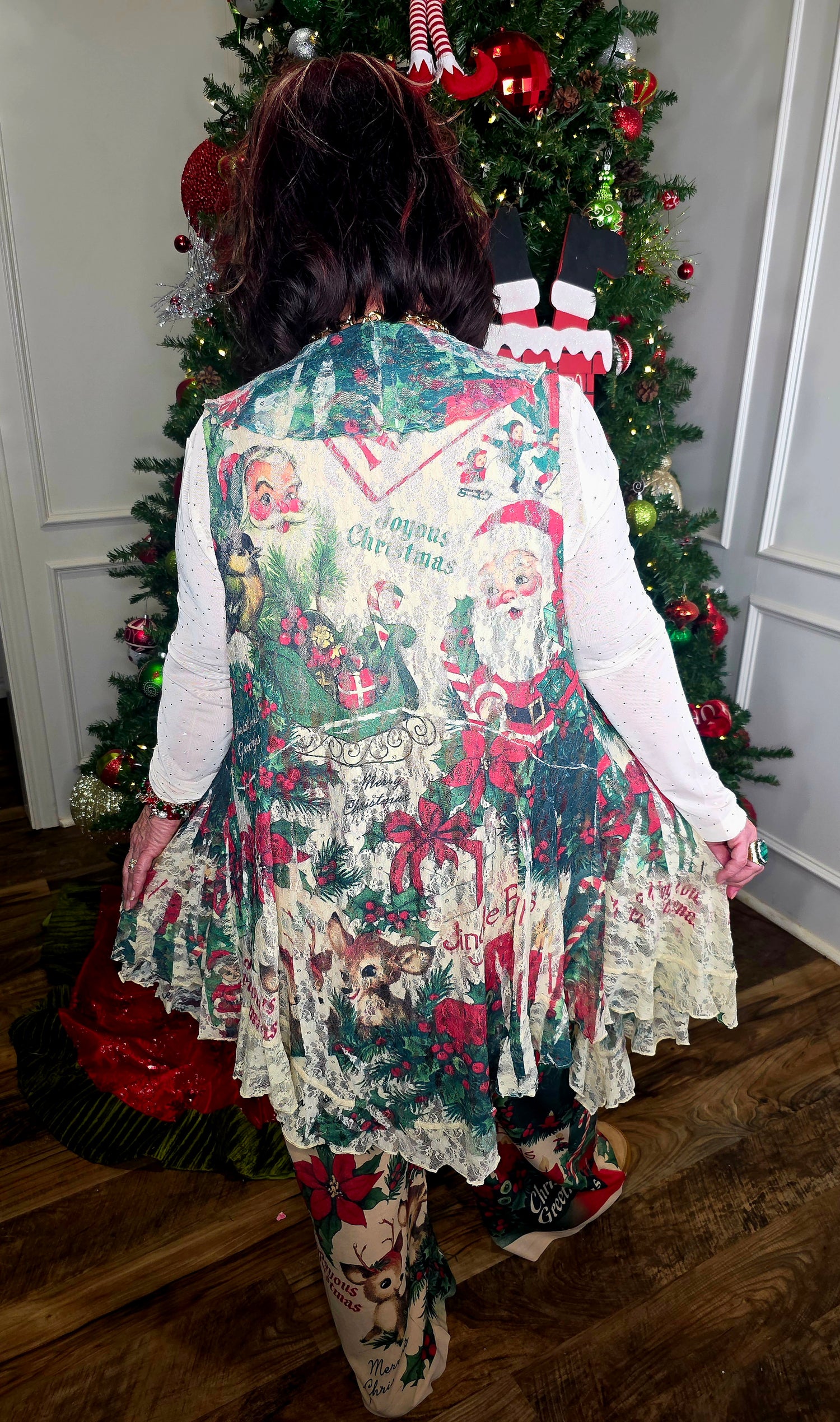 Santa Ruffle Lace Sleeveless Cardigan