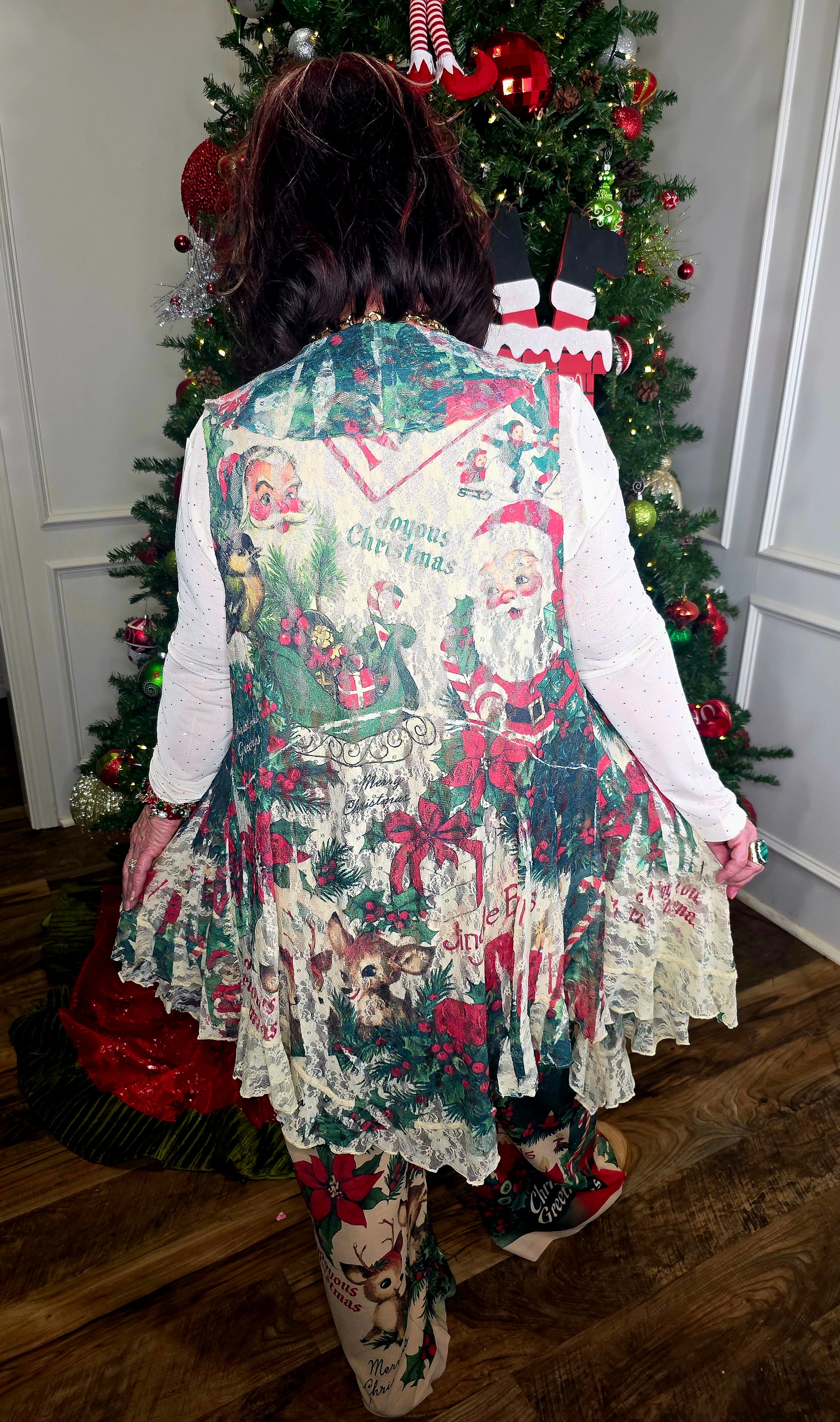 Santa Ruffle Lace Sleeveless Cardigan