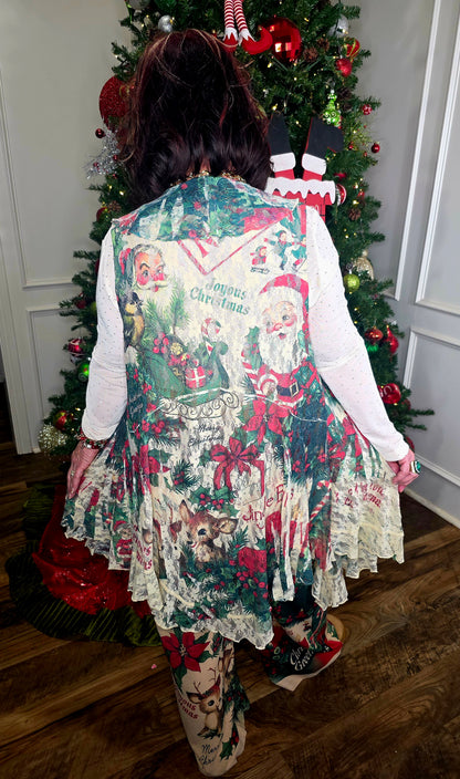 Santa Ruffle Lace Sleeveless Cardigan