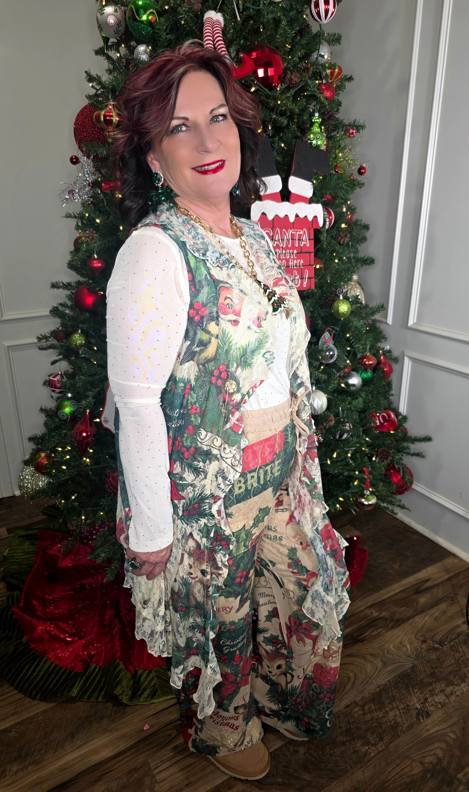 Santa Ruffle Lace Sleeveless Cardigan