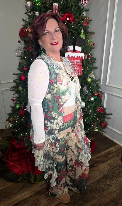 Santa Ruffle Lace Sleeveless Cardigan