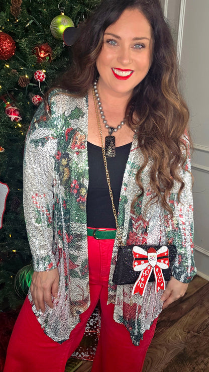 Sequin Santa Cardigan