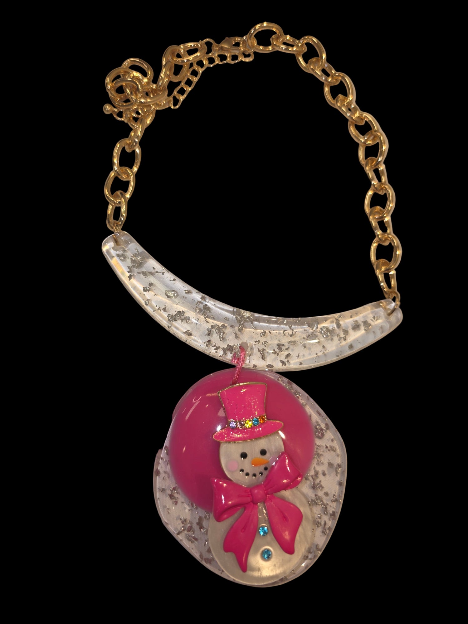 Snowman Pink Statement Necklace