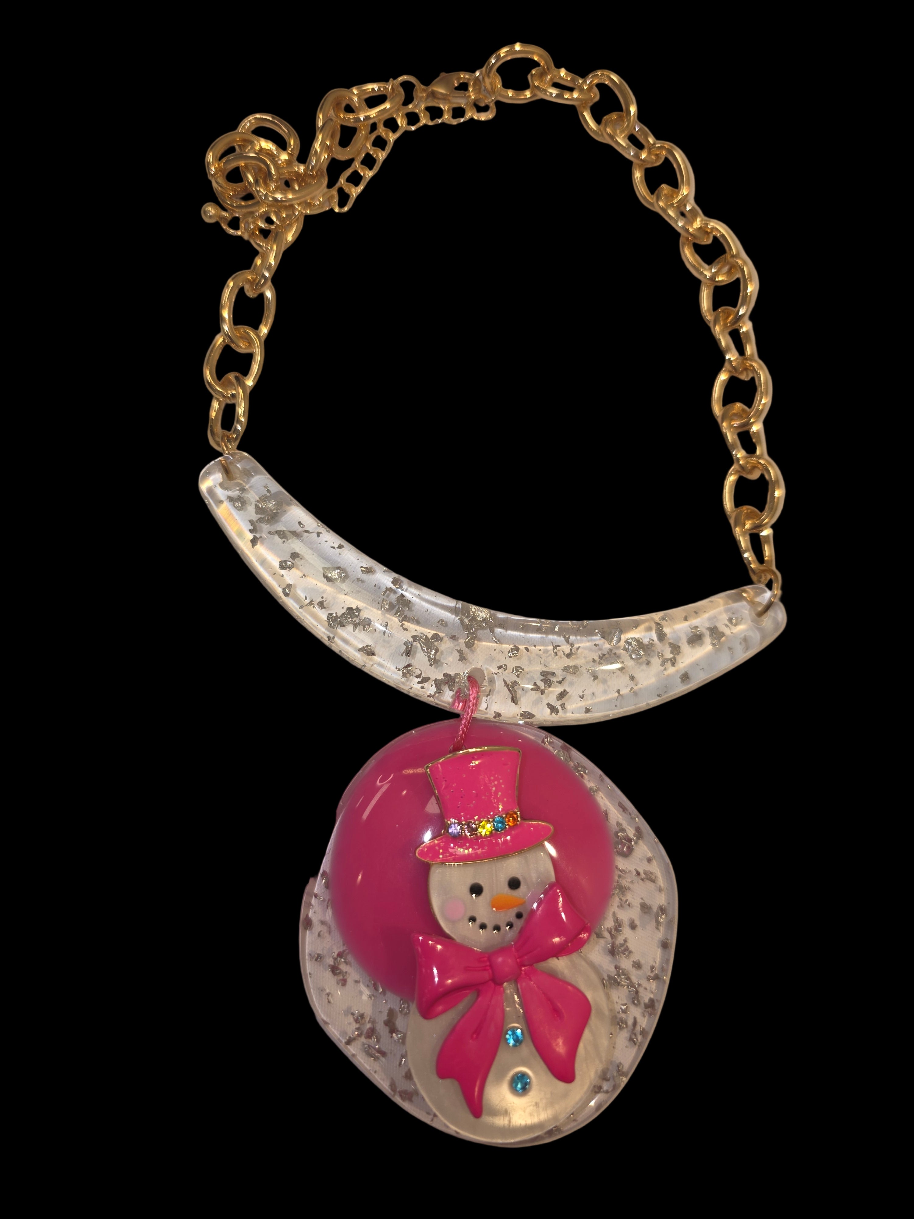 Snowman Pink Statement Necklace