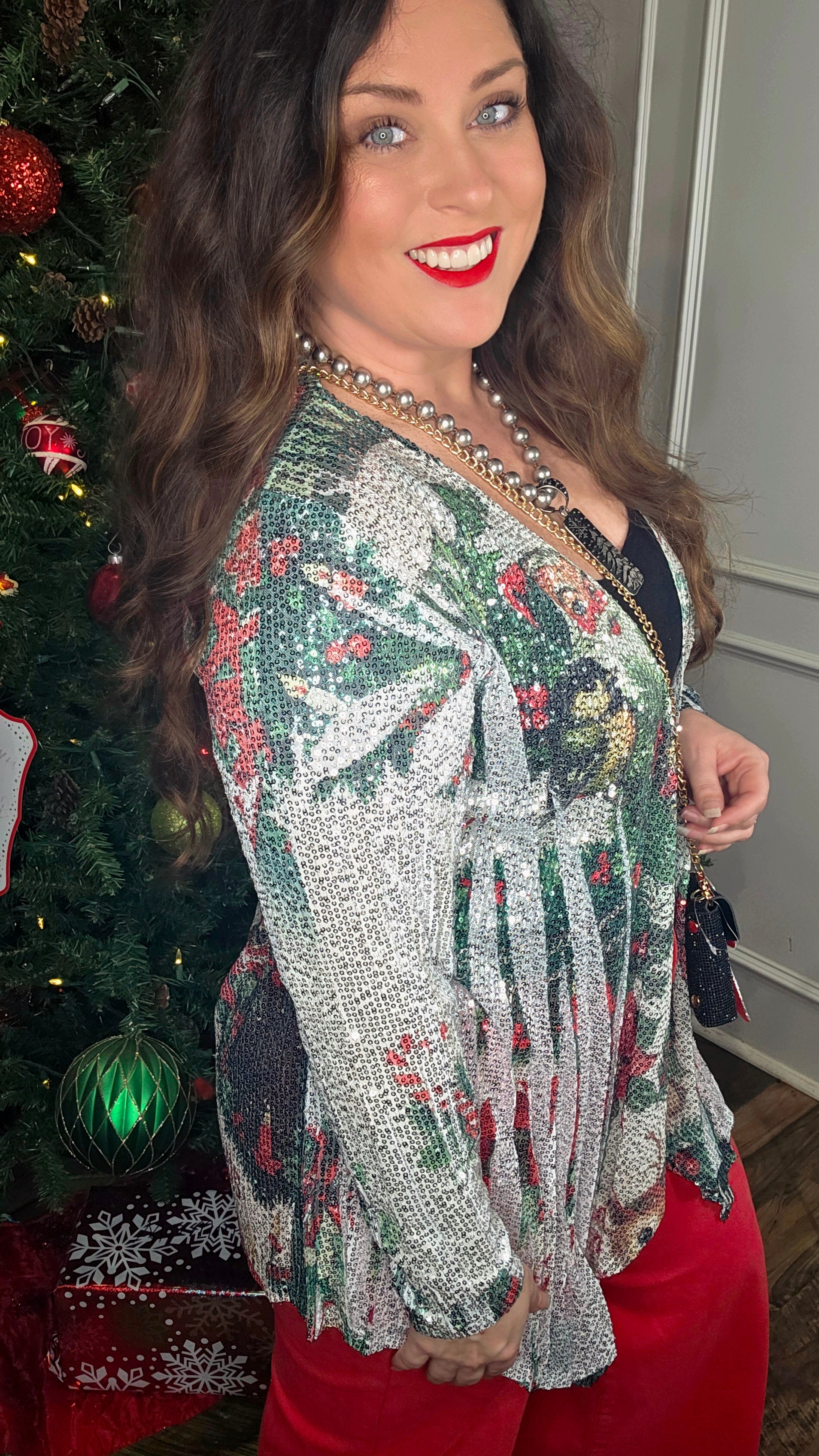 Sequin Santa Cardigan