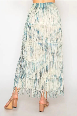 Long Fringe Skirt - Denim