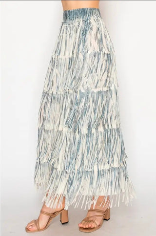 Long Fringe Skirt - Denim