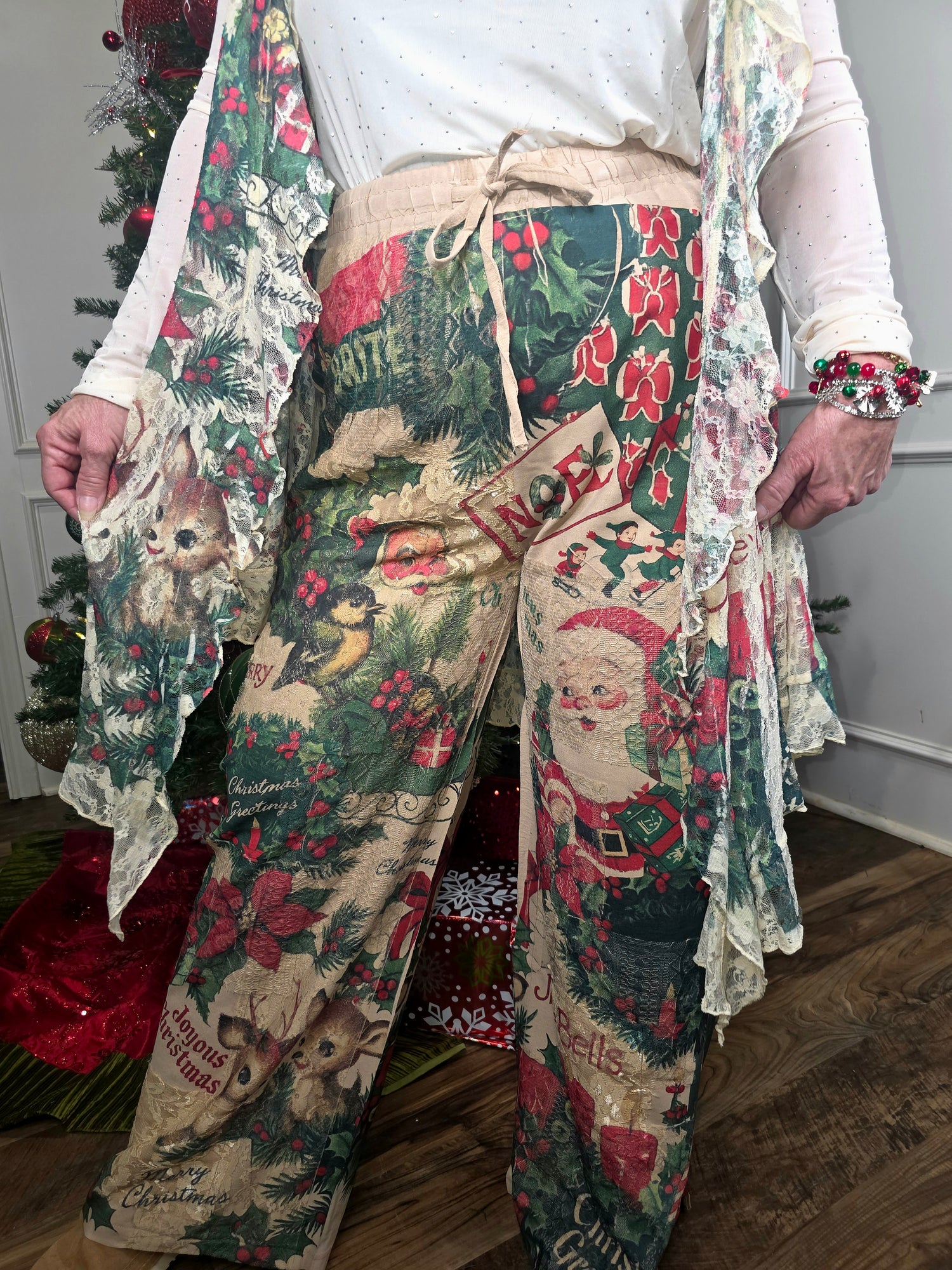 Santa Lace Drawstring Pants