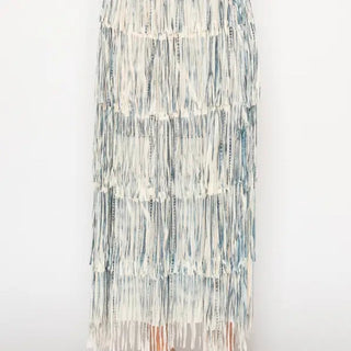 Long Fringe Skirt - Denim