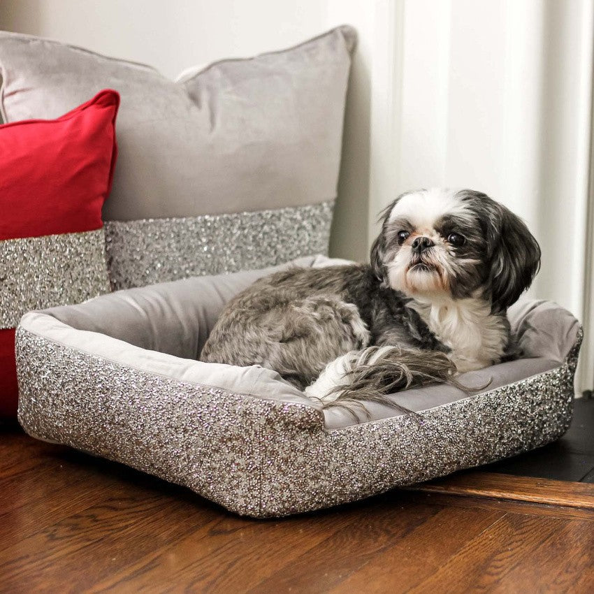 Rhinestone Square Pet Bed