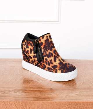 Timmibelle Hidden Sneaker Wedge in Leopard