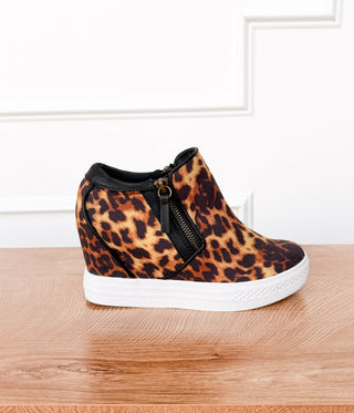 Timmibelle Hidden Sneaker Wedge in Leopard
