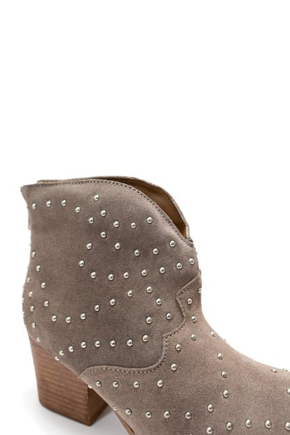 Twilight Studded Heeled Ankle Boot in Taupe - Pirates and Pearls Boutique