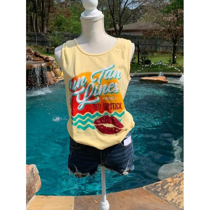 Sun Tan Lines &amp; Red Lipstick Tank - Pirates and Pearls Boutique