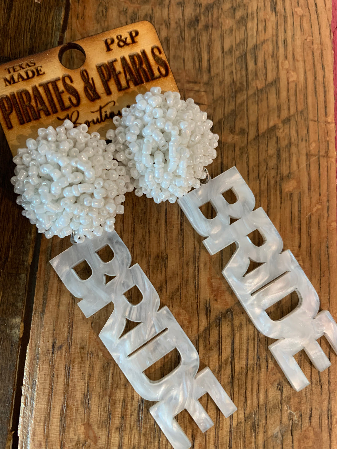 Bride Pom Earrings