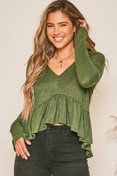 Shirts & Tops Olive V Neck Crop